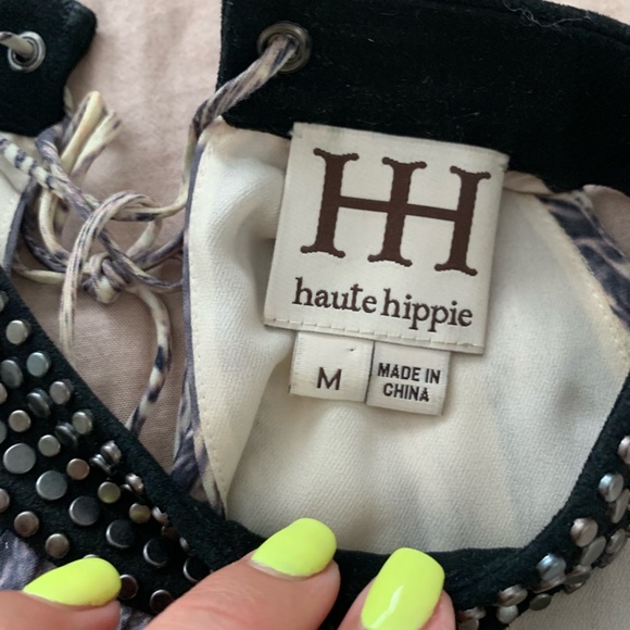 Haute Hippie Freebird Print Silk Halter Top - Picture 8 of 8